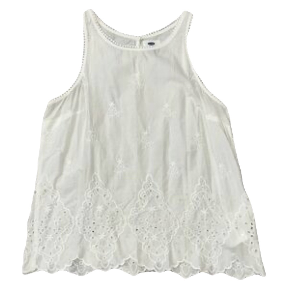 Poetcore White Eyelet Flowy Embroidered Women's Tank